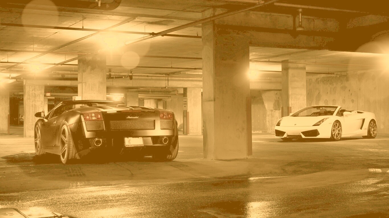 Ламборджини на подземной парковке обои