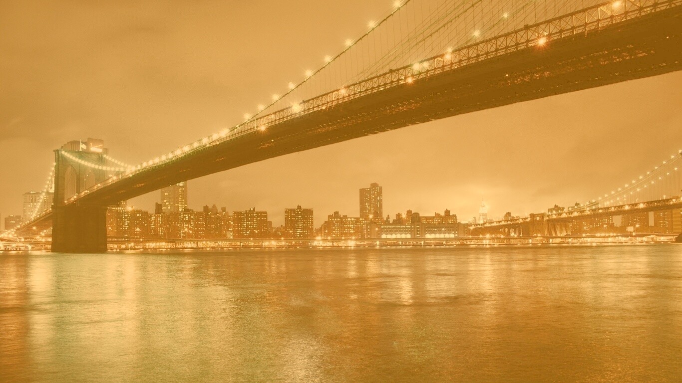 Мост в огнях обои