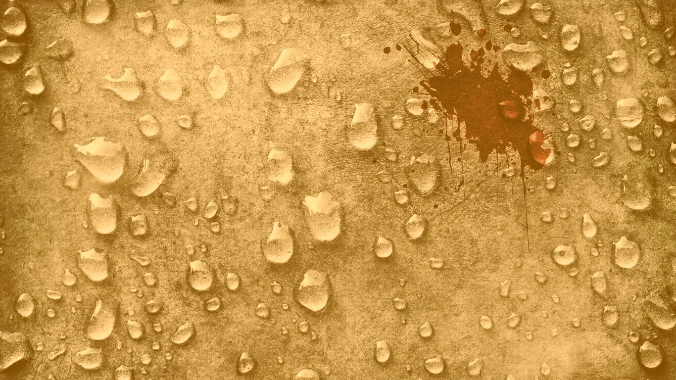 Кровавое пятно и капли воды обои