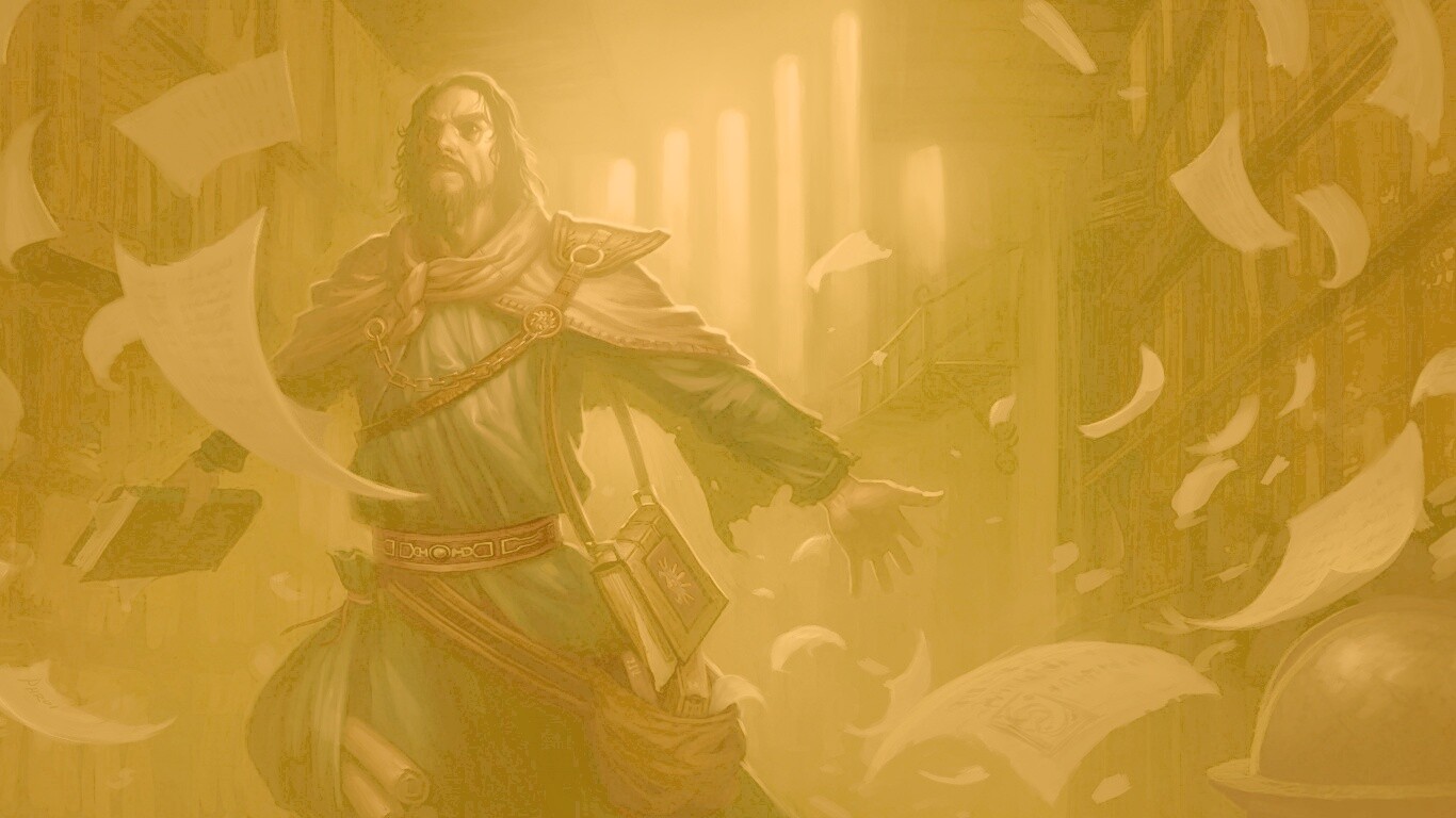 Маг в библиотеке обои