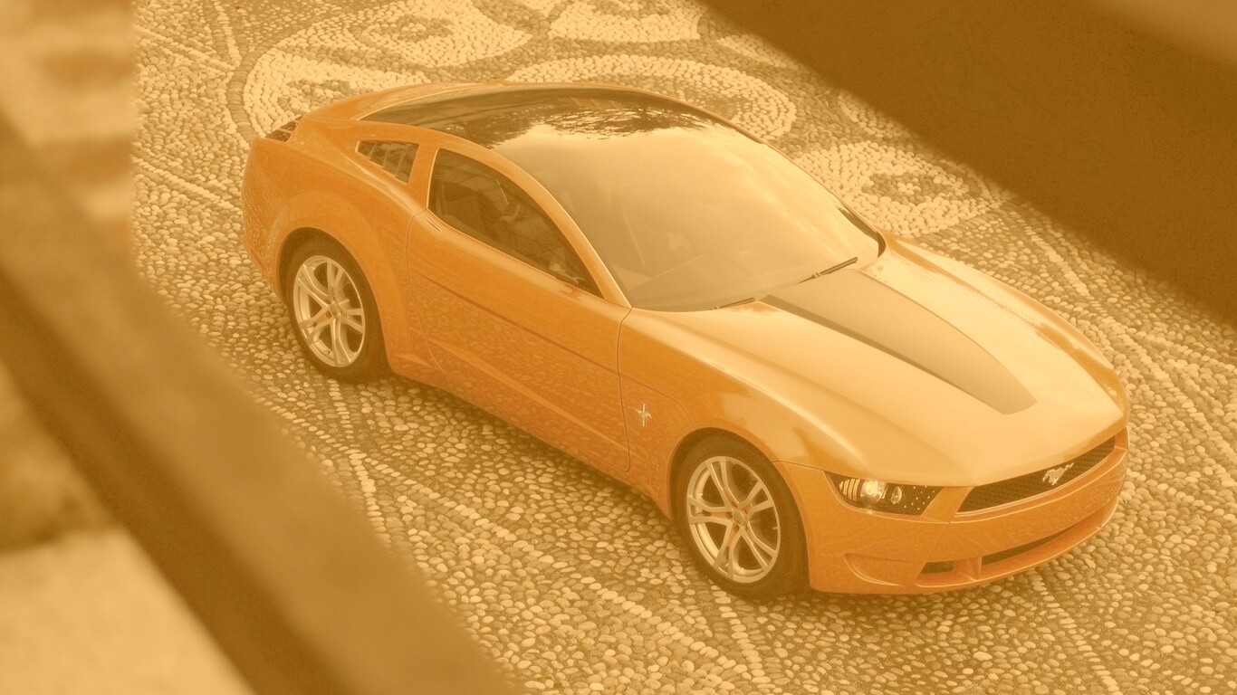 Оранжевый мустанг обои