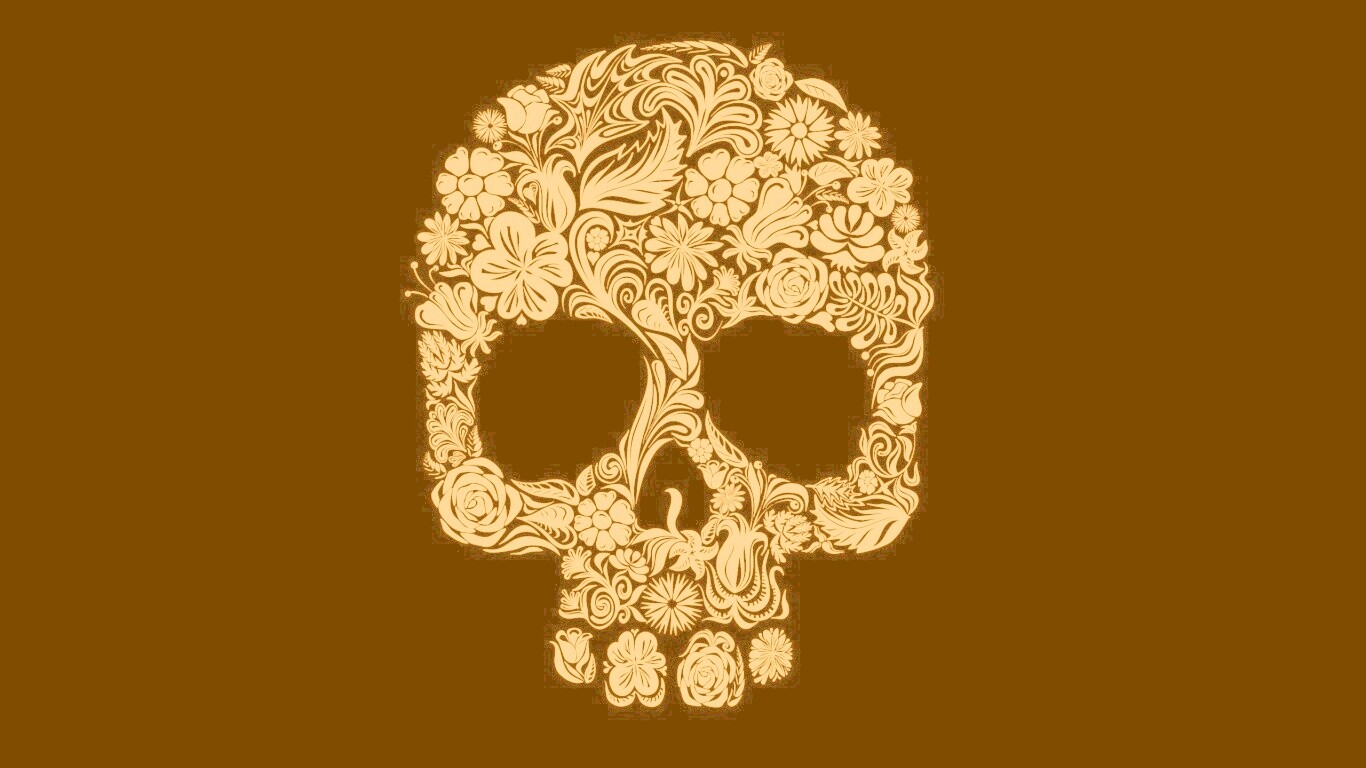 Череп из векторных цветов обои