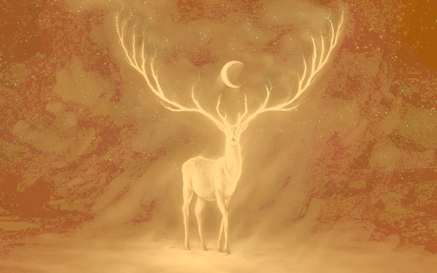 Олень в лунном свете обои