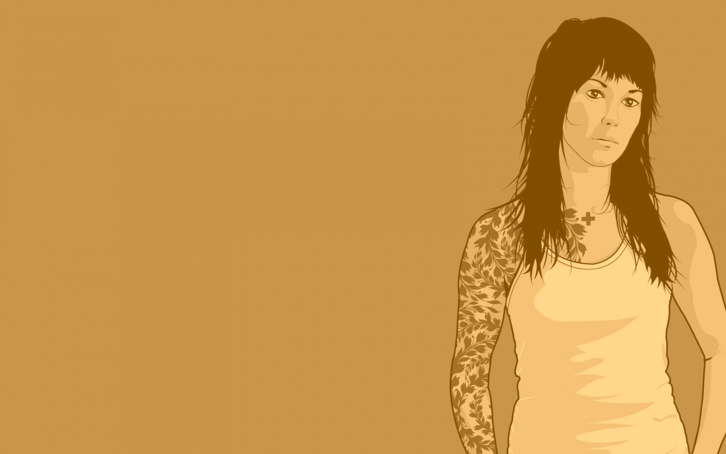 Девушка с татуировкой в виде листвы обои