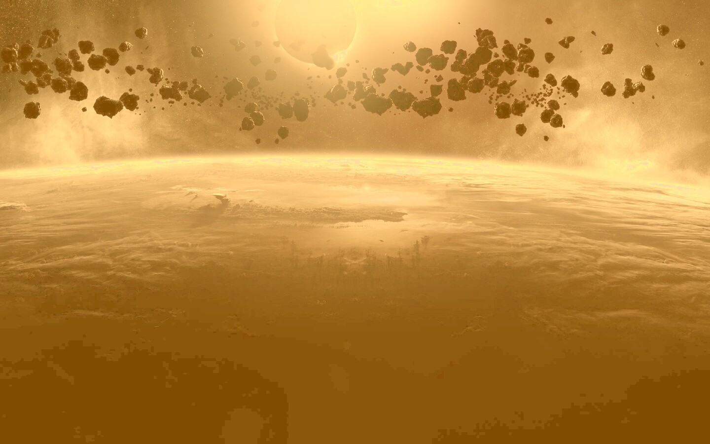 Пояс астероидов над планетой обои