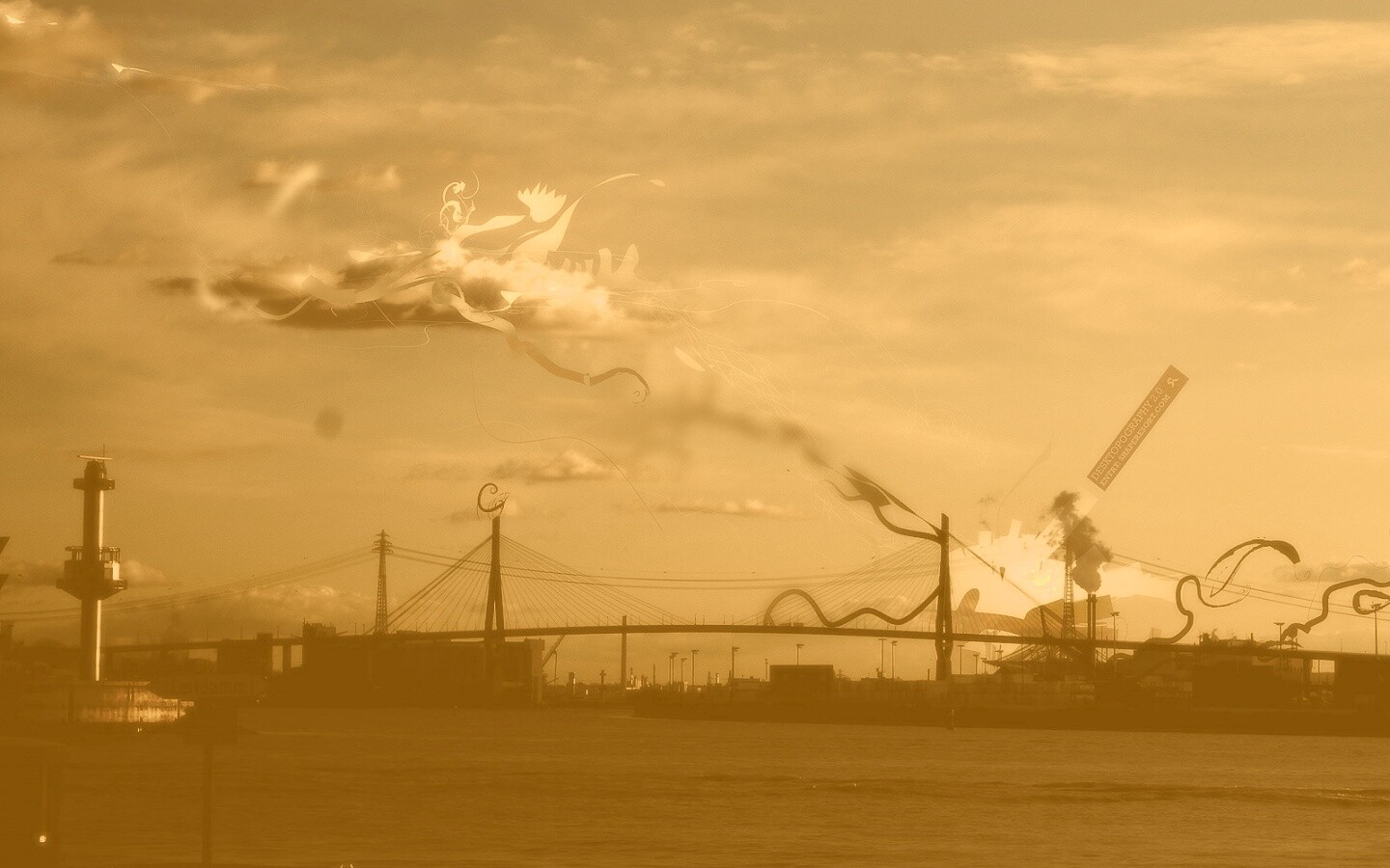 Абстракиця над мостом обои