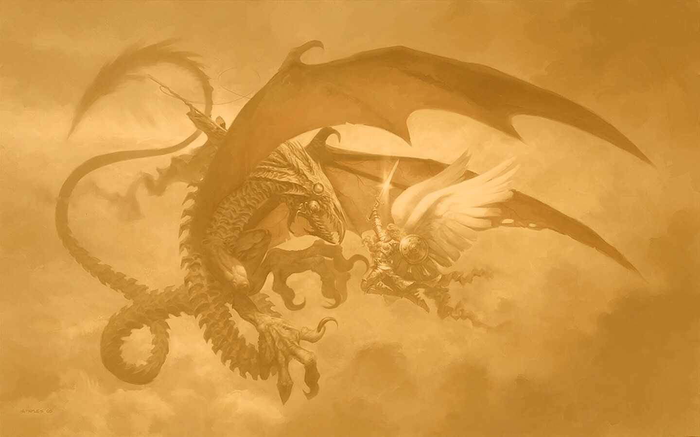 Ангел против дракона обои