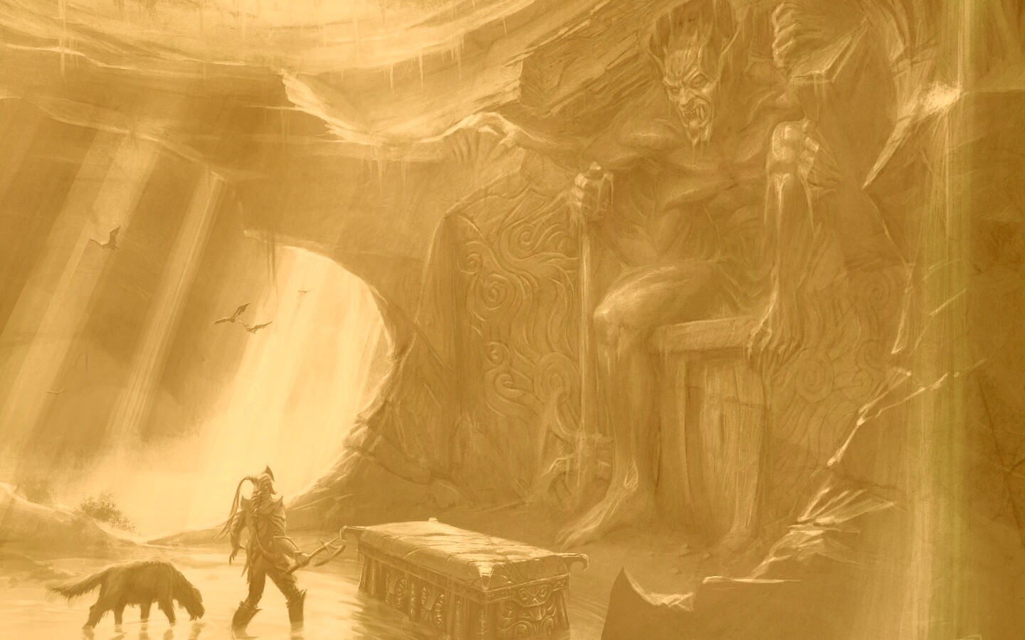 Довакин и Барбас в святилище Клавикуса Вайла обои