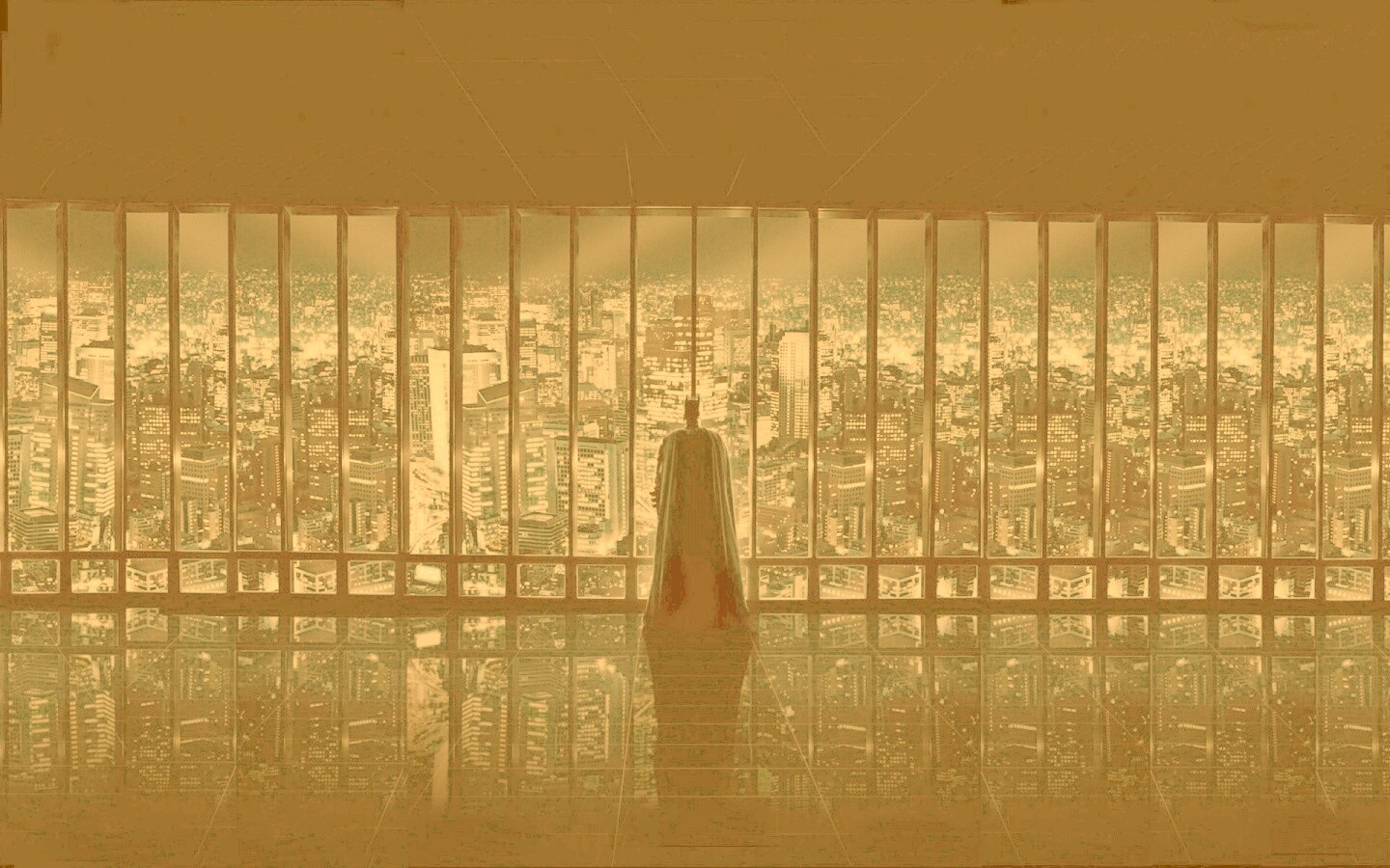 Бэтмен  смотрит на Готем обои