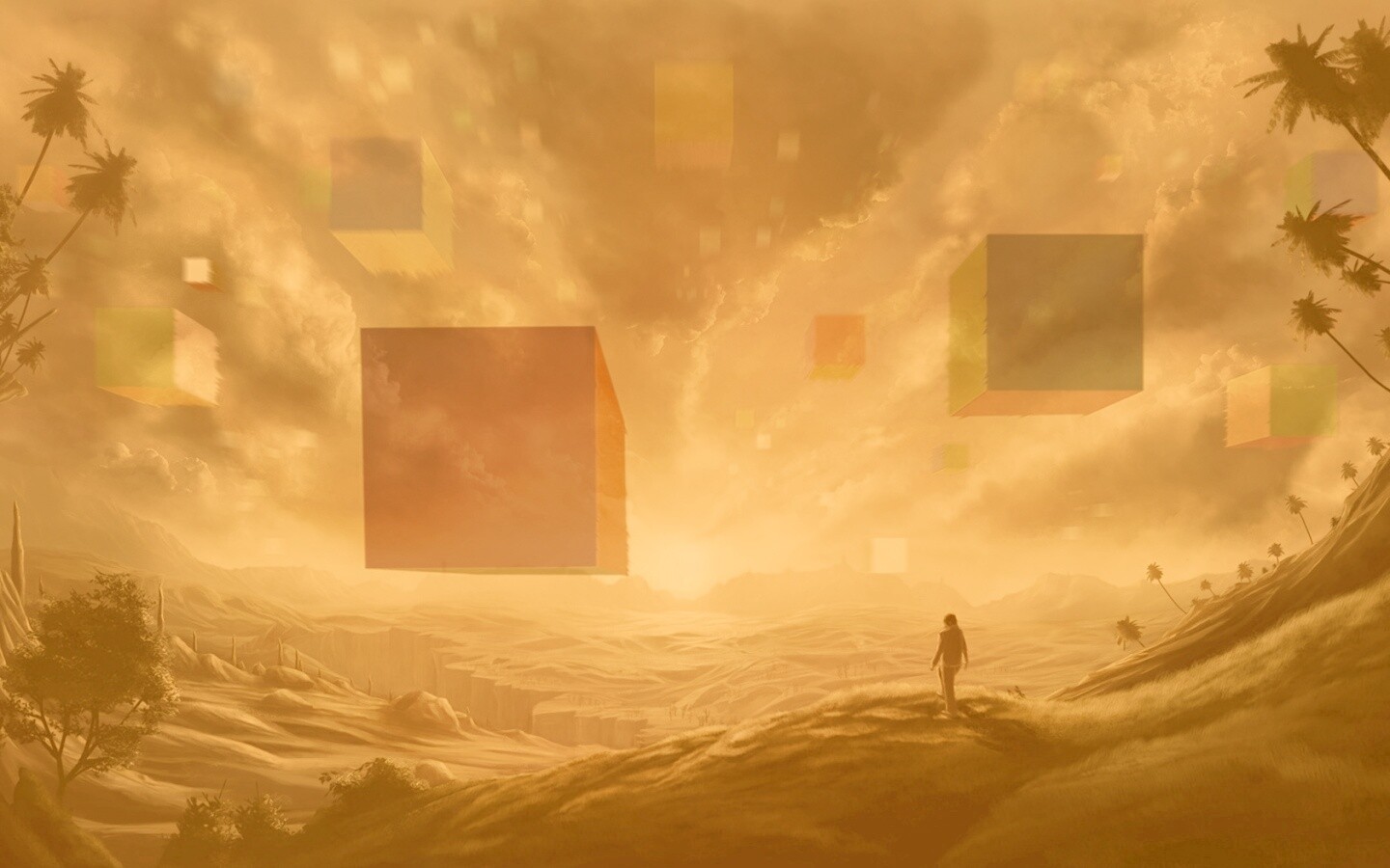 Кубы в небе обои