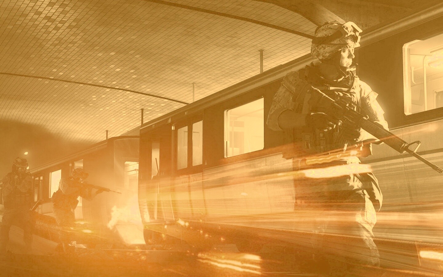 Солдаты на станции метро обои