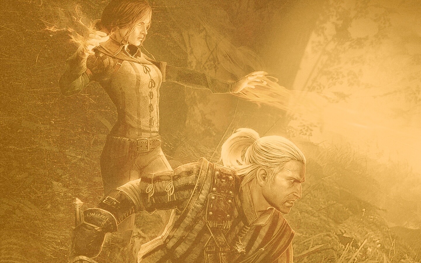 Геральт и Трисс в бою обои