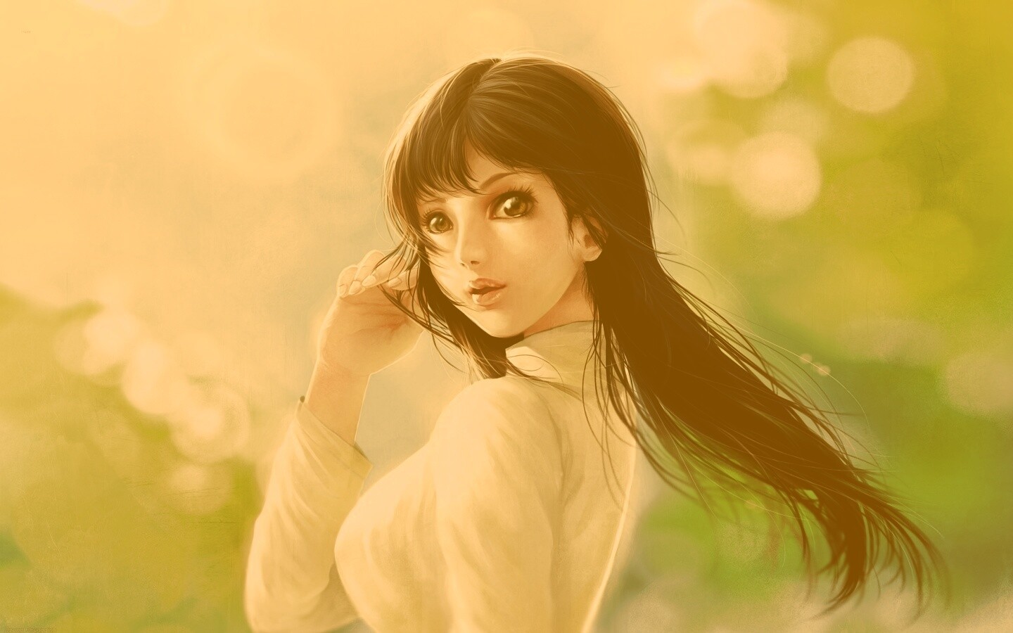 Девушка вполоборота обои