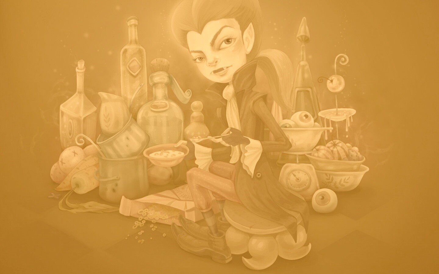 Вампир на кухне обои