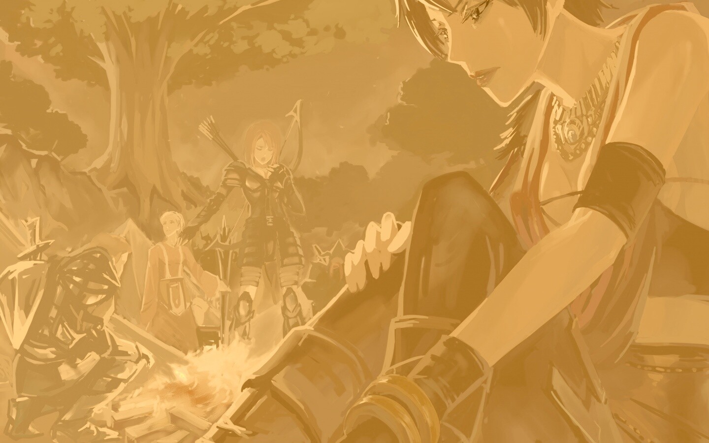 Рисунок Морриган в лагере обои