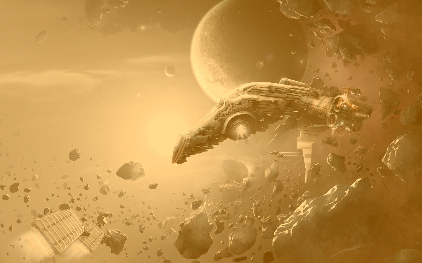 Полет в астероидах обои