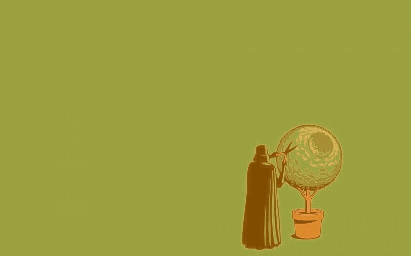 Дарт Вейдер постригает куст обои