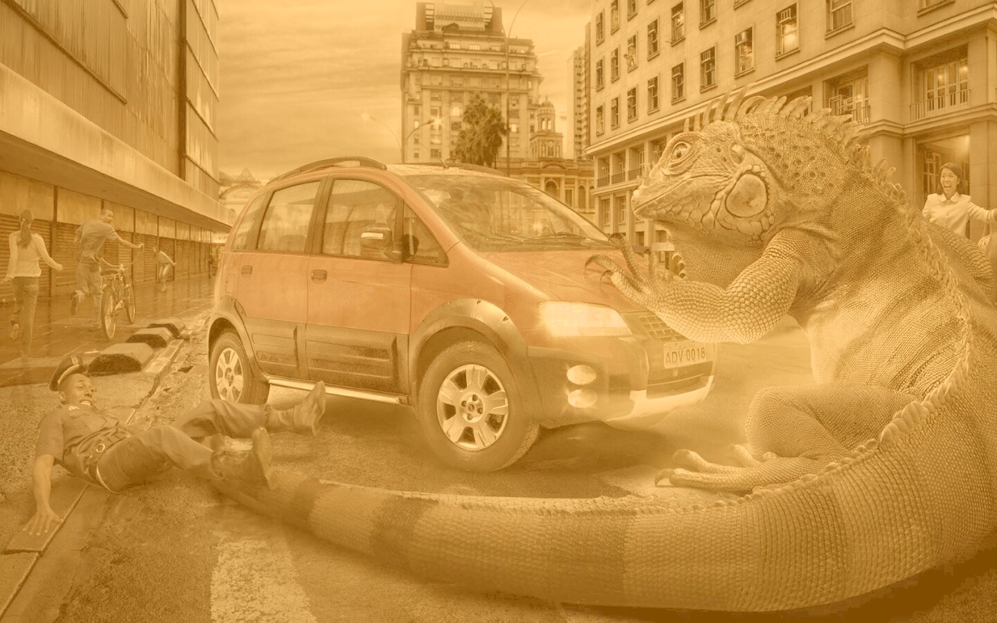 Ящерица в городе обои