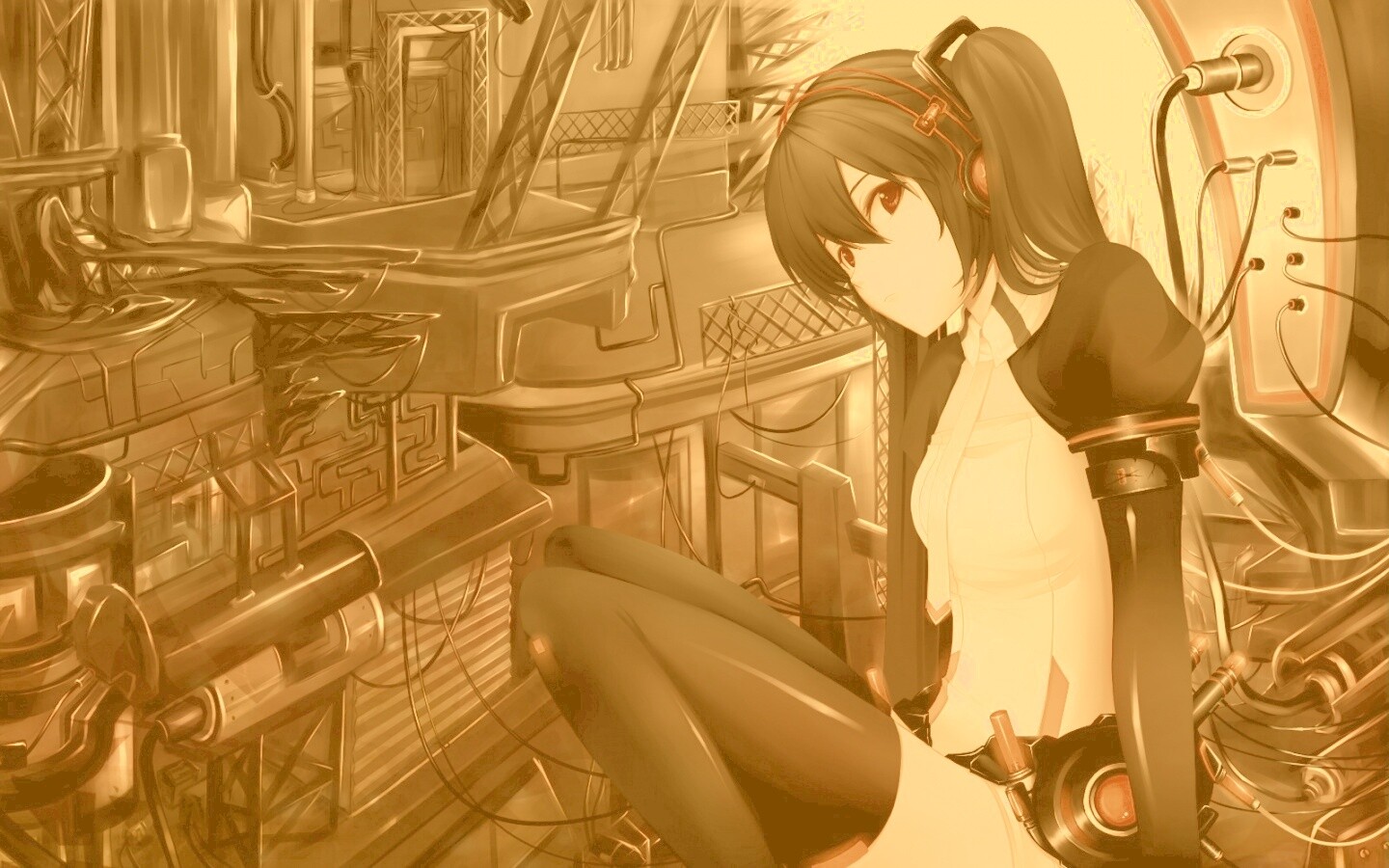 Девушка в наушниках обои