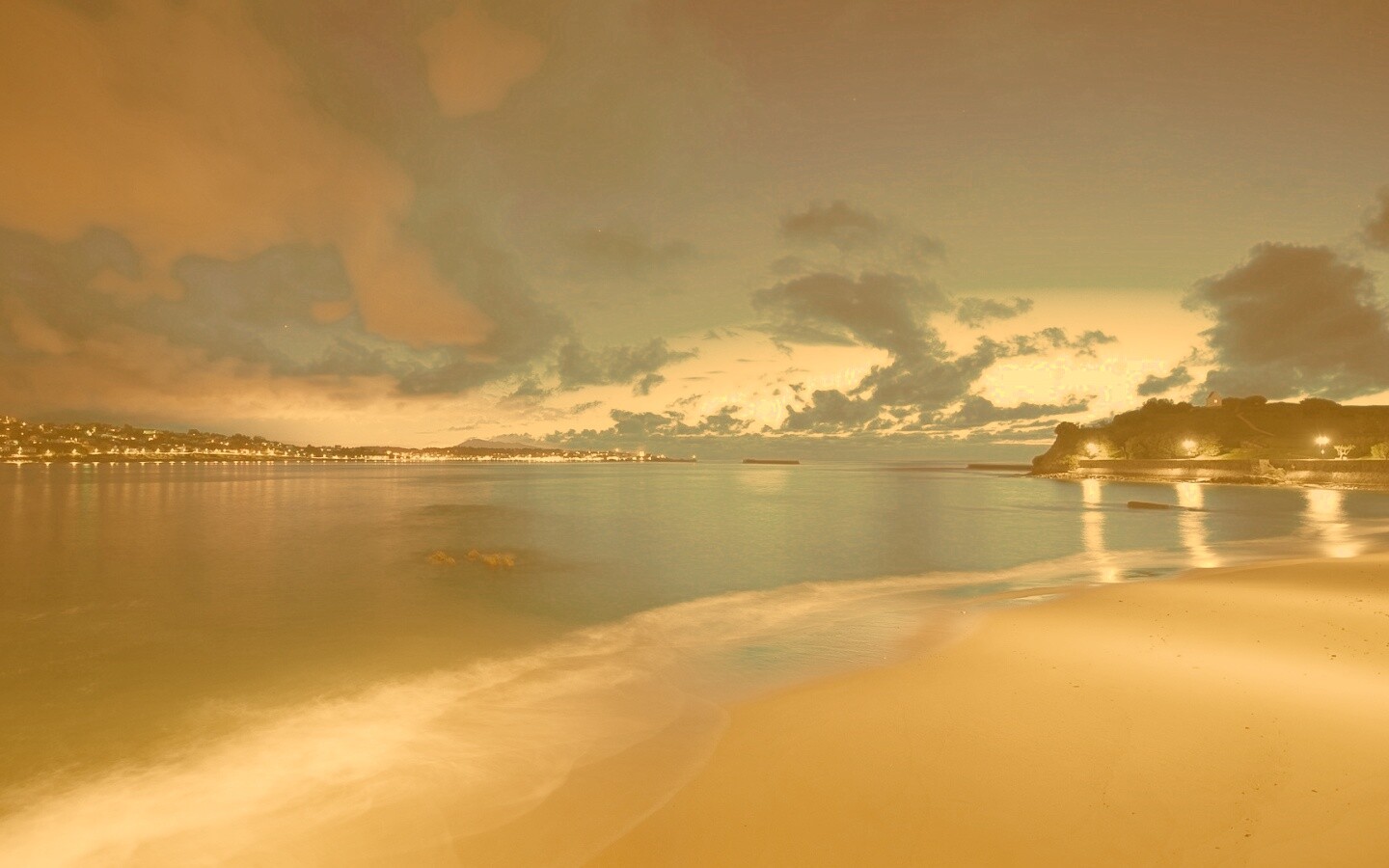 Пляж во франции ночью обои