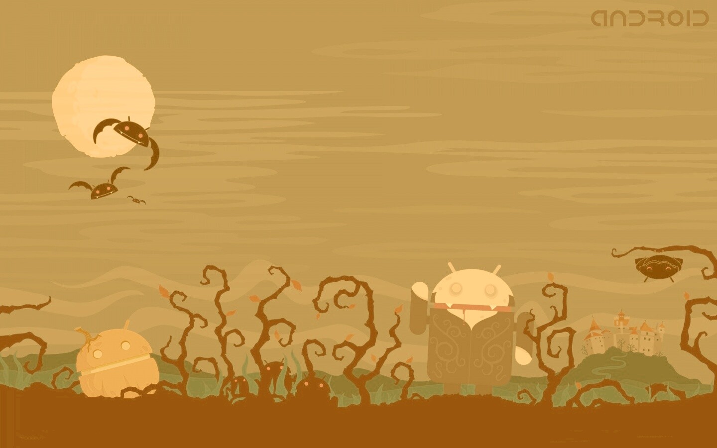 Хэллоуин в стиле Google Android обои