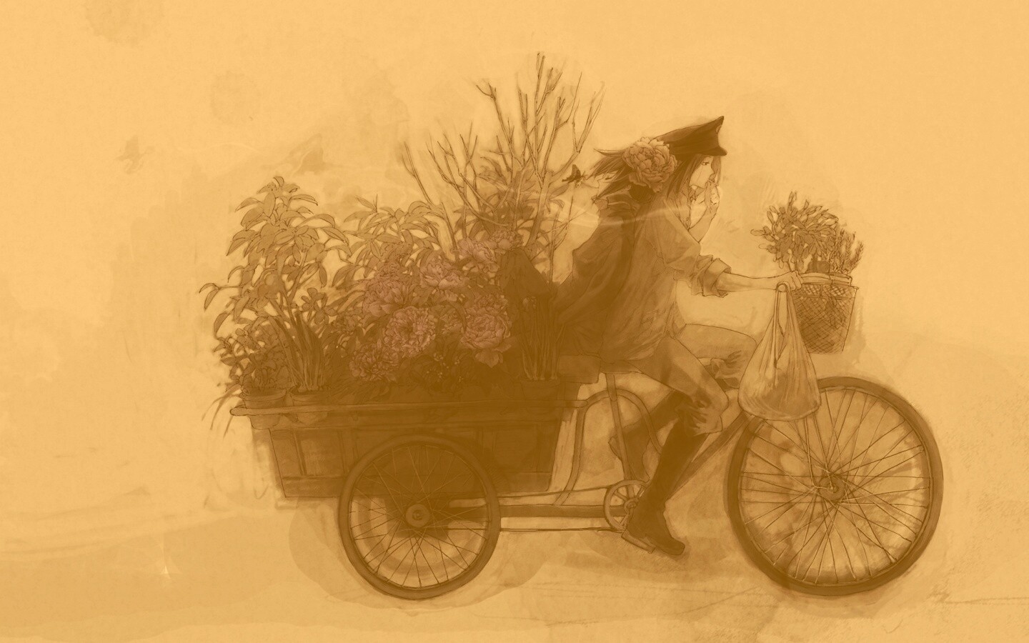 Развозчик цветов в пастельных тонах обои