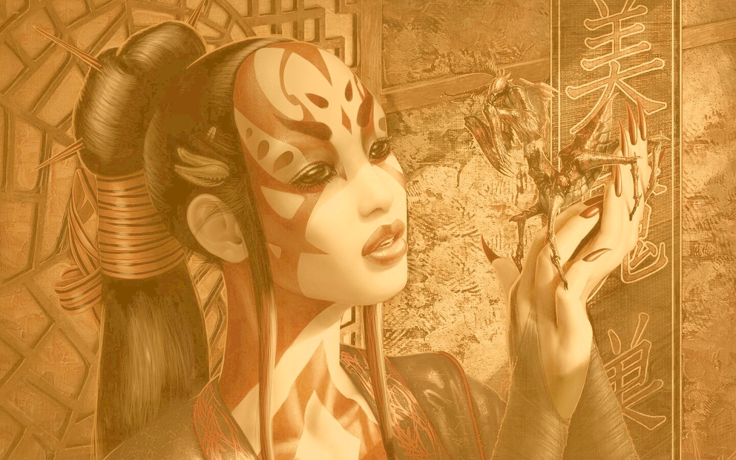 Девушка и богомол обои