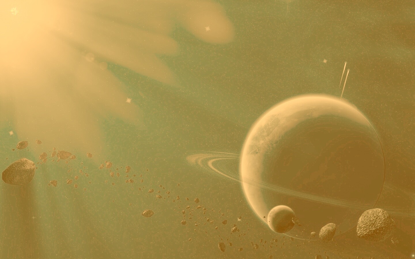 Пояс астероидов вблизи планеты обои