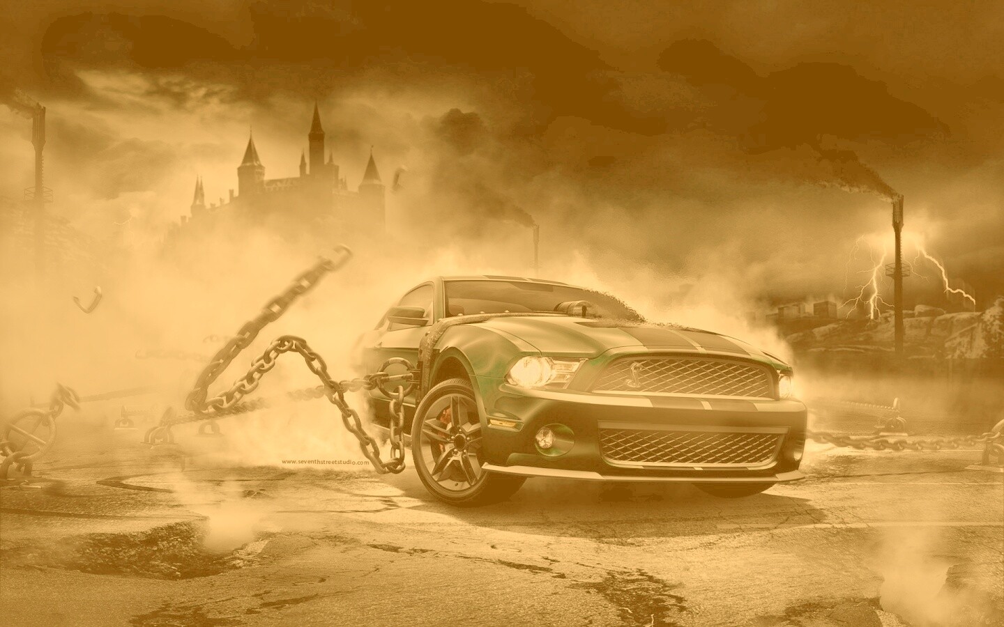 Ford Mustang рвёт цепи обои