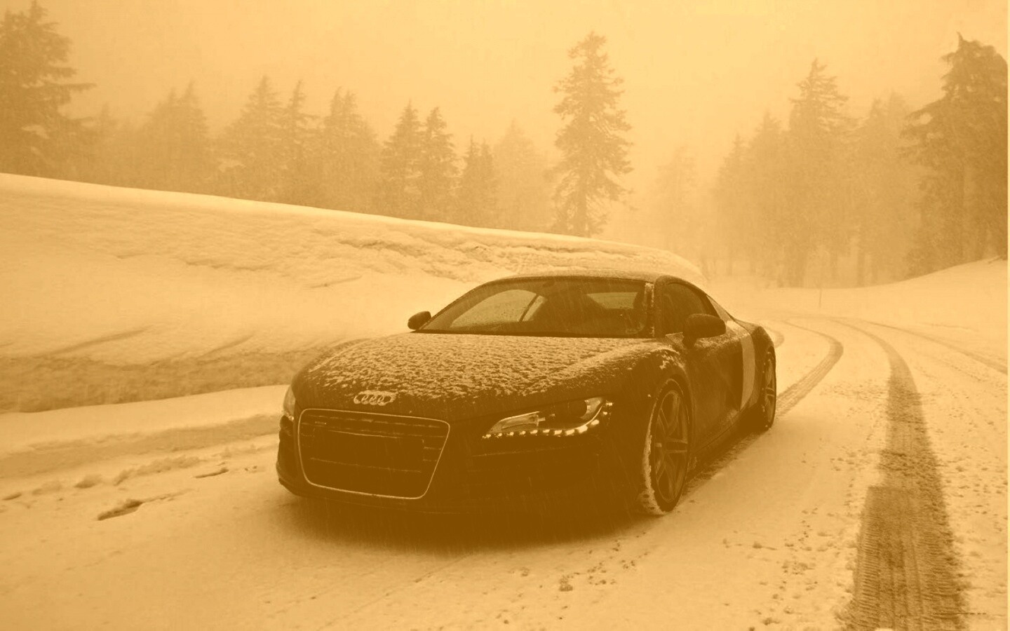 Audi R8 зимой обои