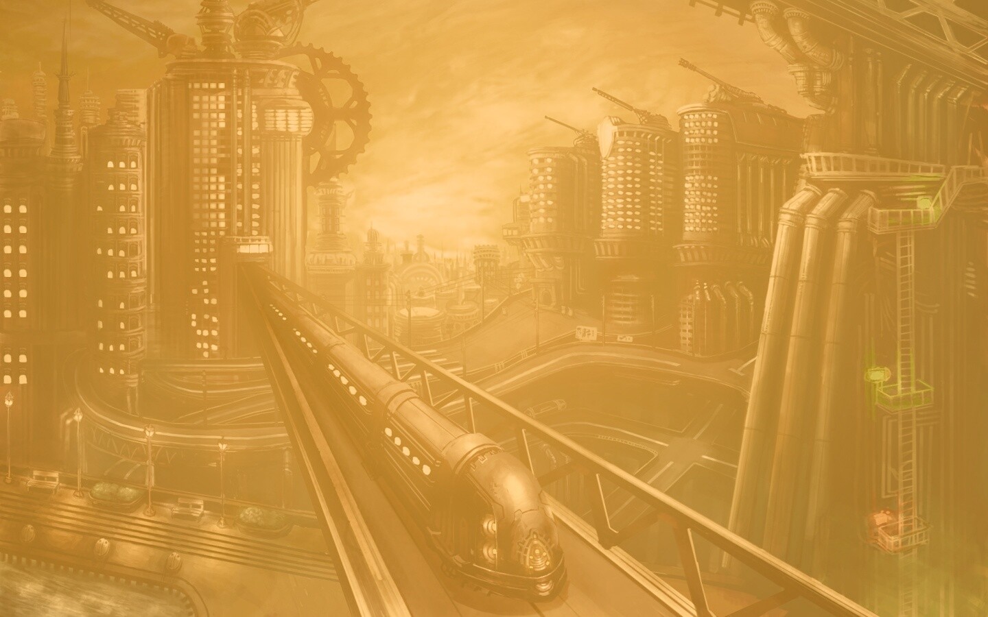 Город из мира стимпанк обои