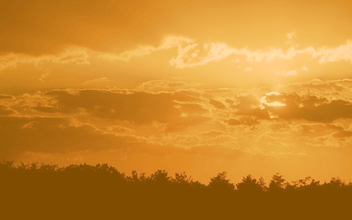 Ярко-оранжевое закатное небо обои