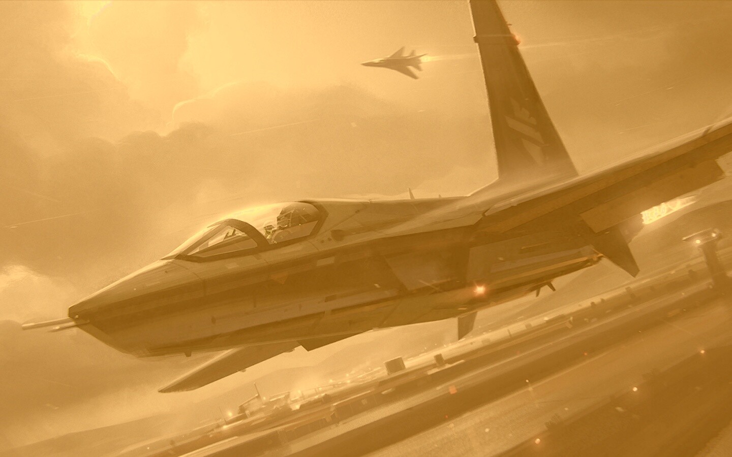 Истребитель на взлете обои