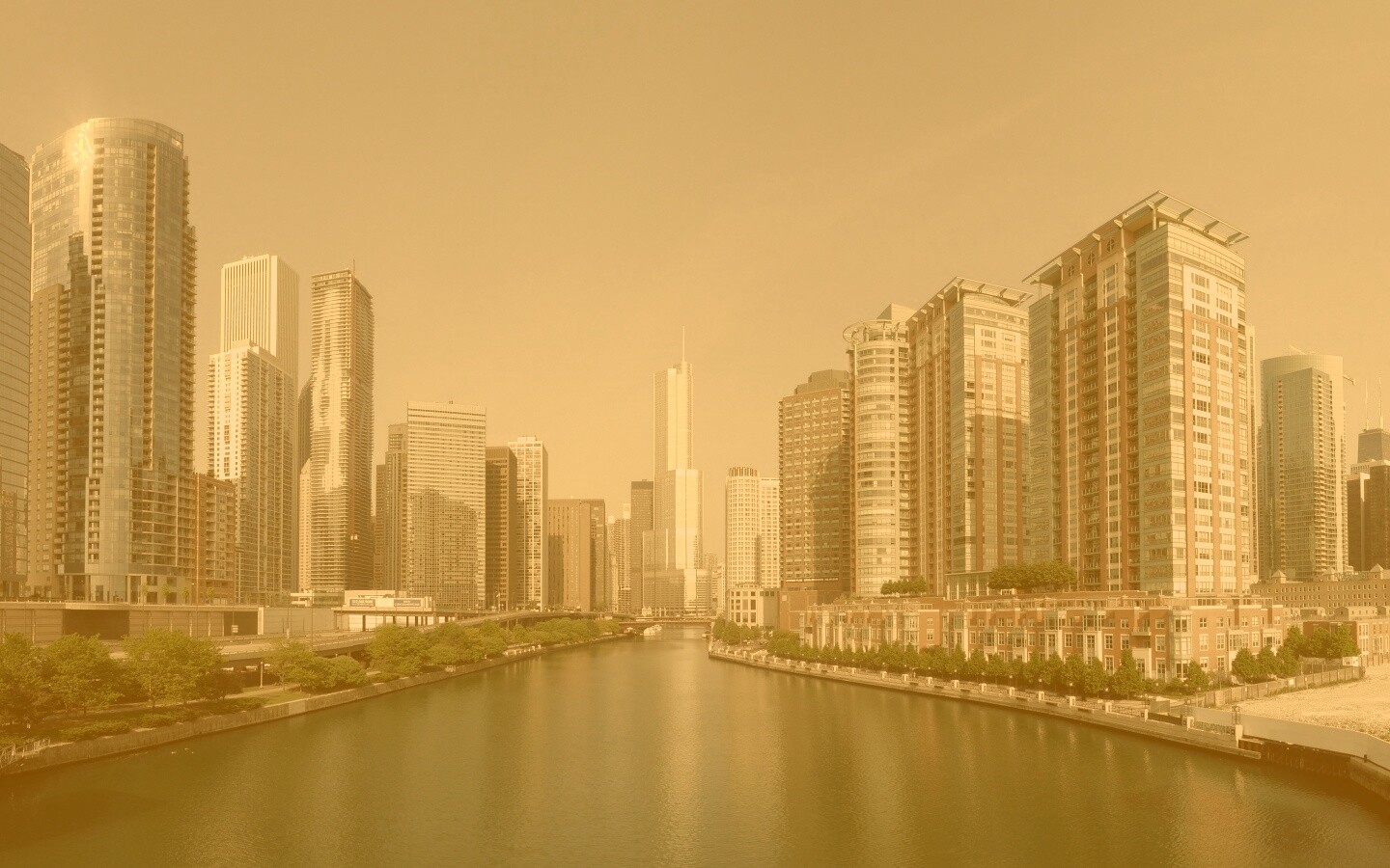 Вид на Чикаго обои