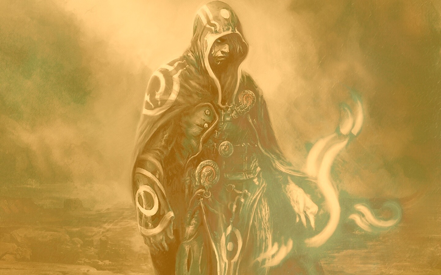 Темный маг в плаще-накидке обои