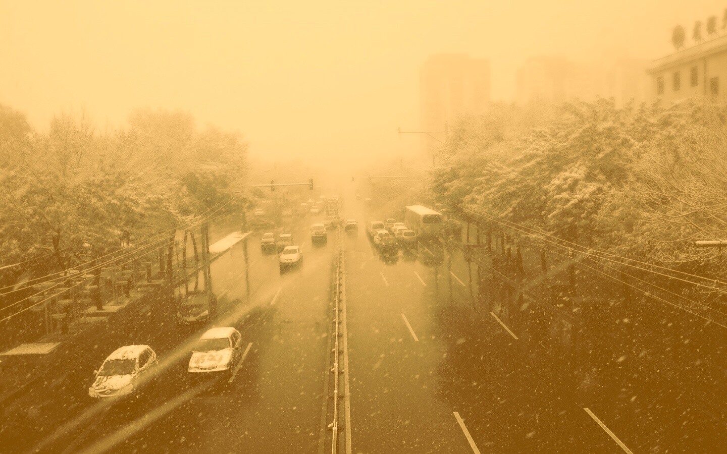 Снегопад в токио обои