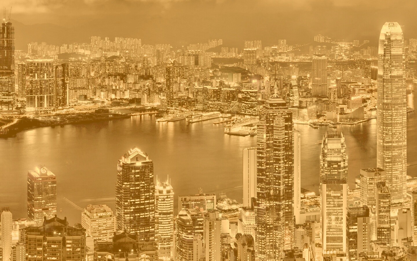 Небоскребы ночью обои