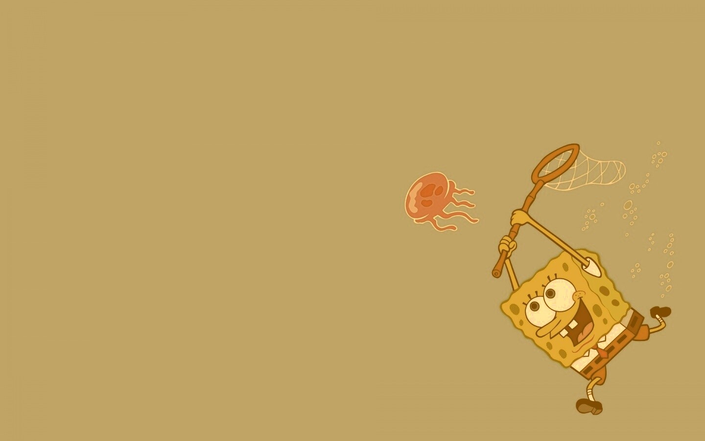 Губка Боб гонится за медузой обои