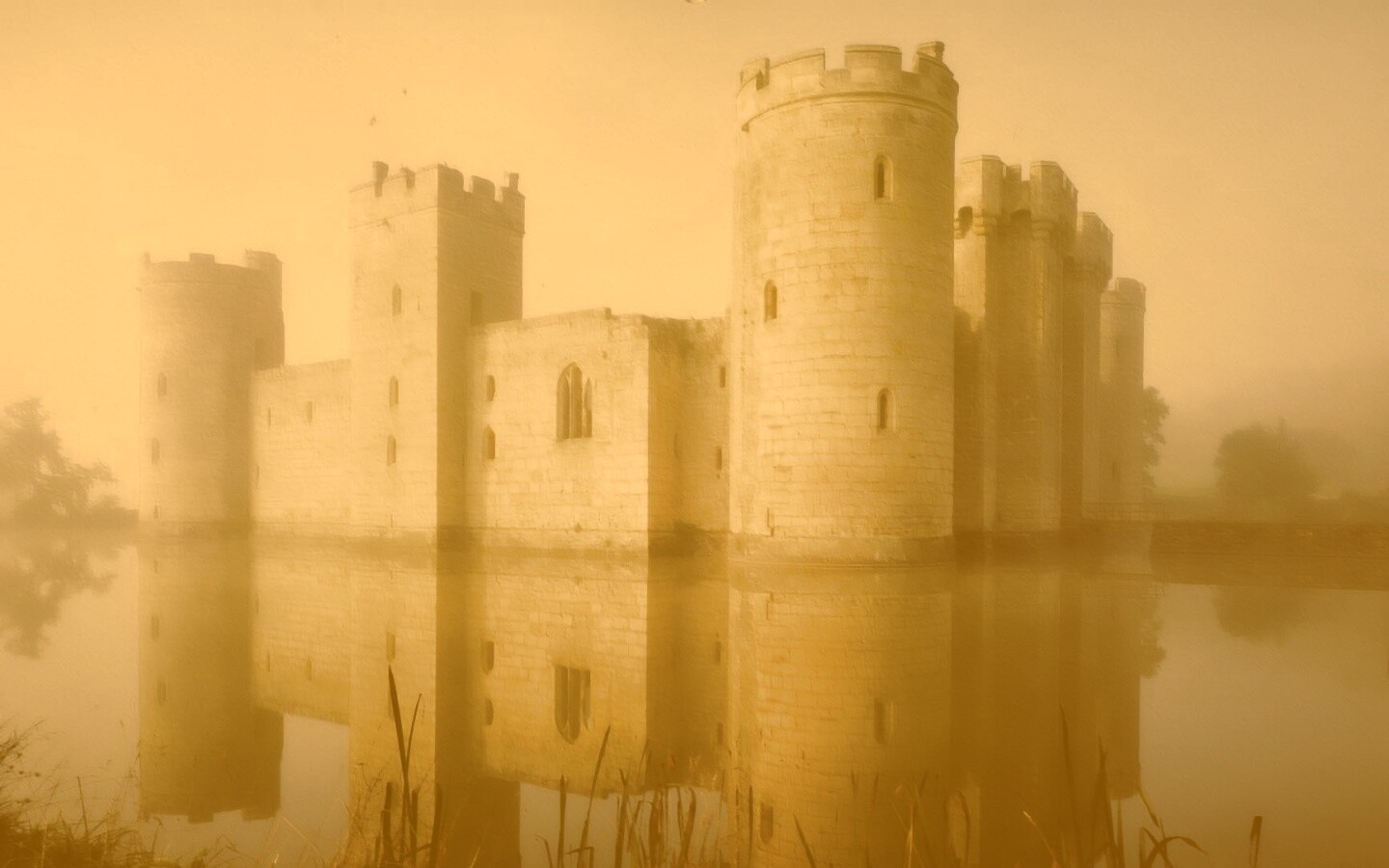 Замок на озере обои