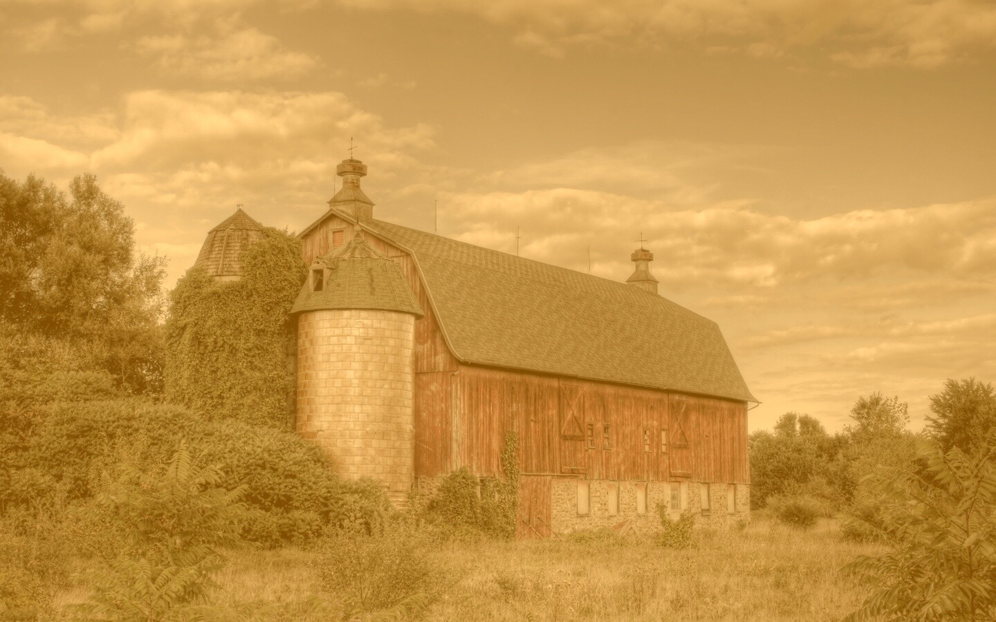 Старый красный амбар обои