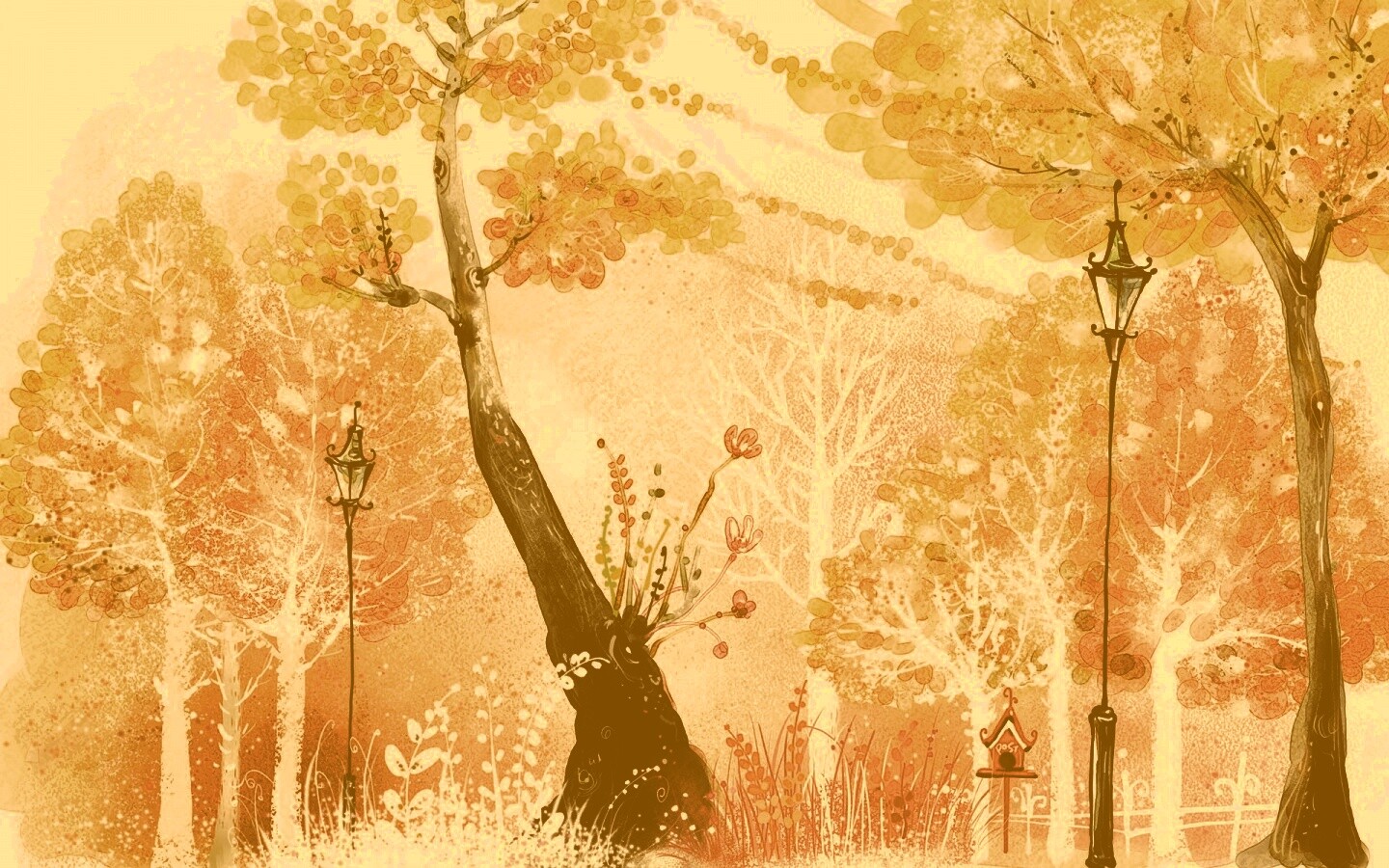 Фонари в парке обои