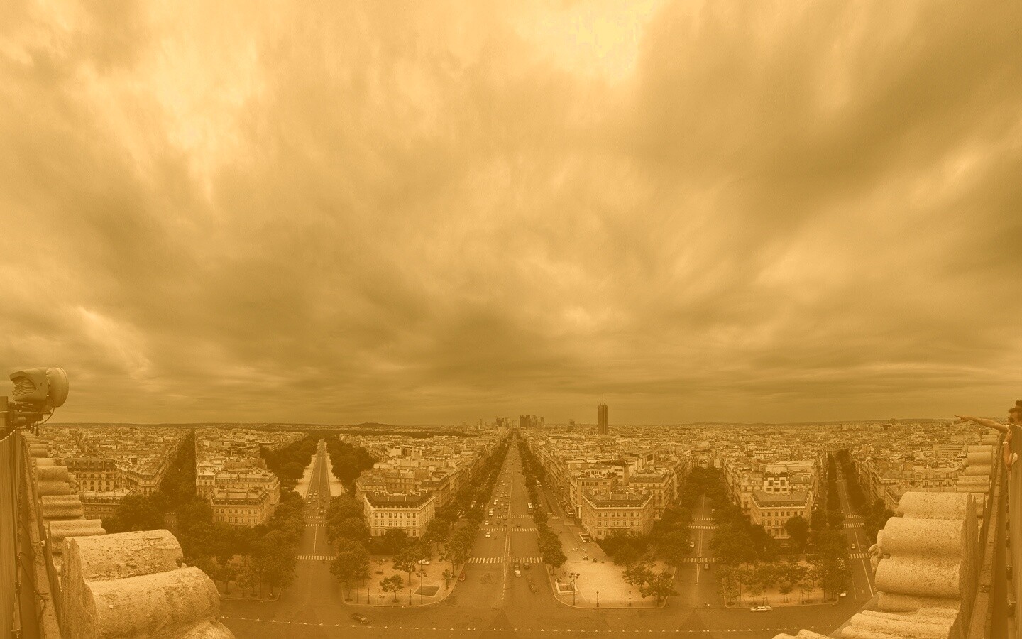 Париж широкоугольным объективном обои