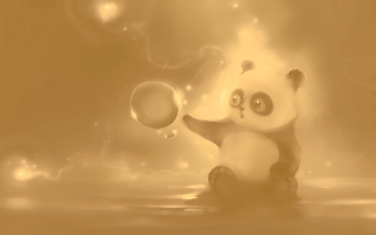 Панда и пузырек обои