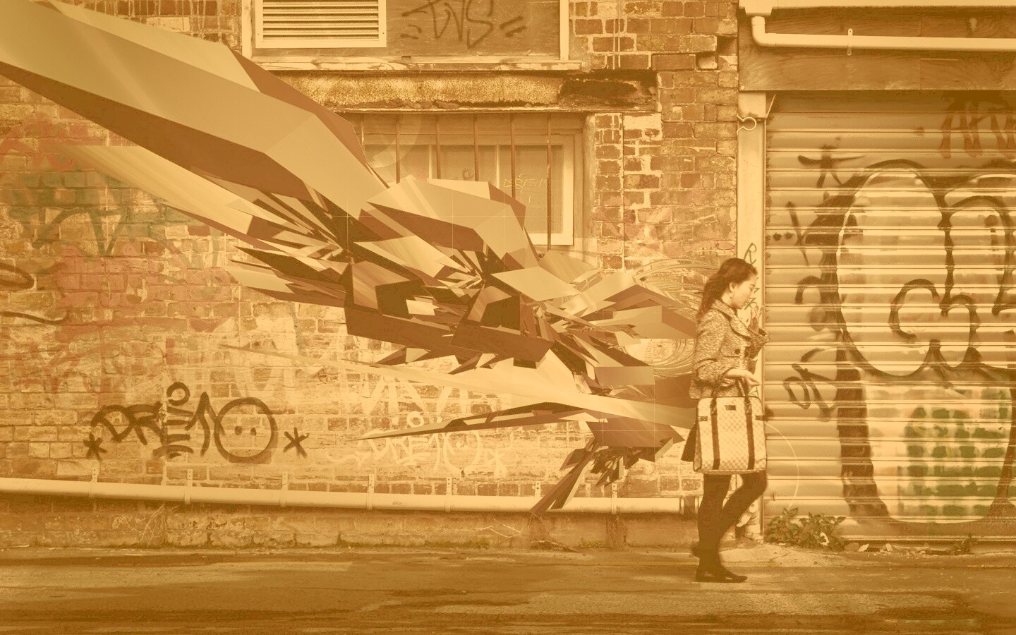 3D граффити на стене обои