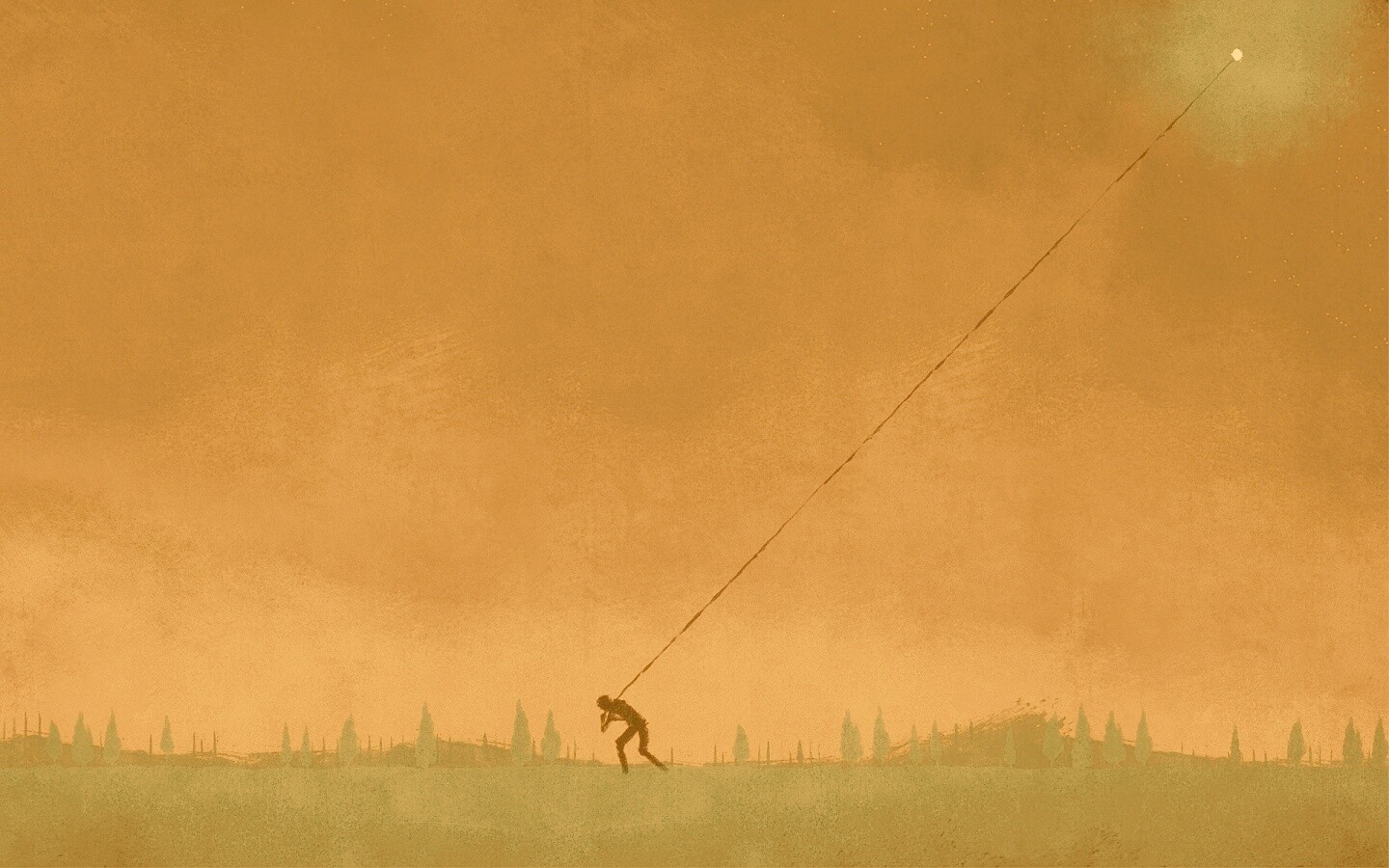 Человек тянущий звезду обои