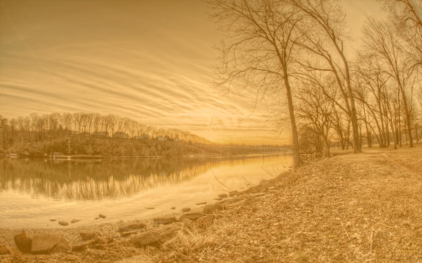 Осенний закат обои