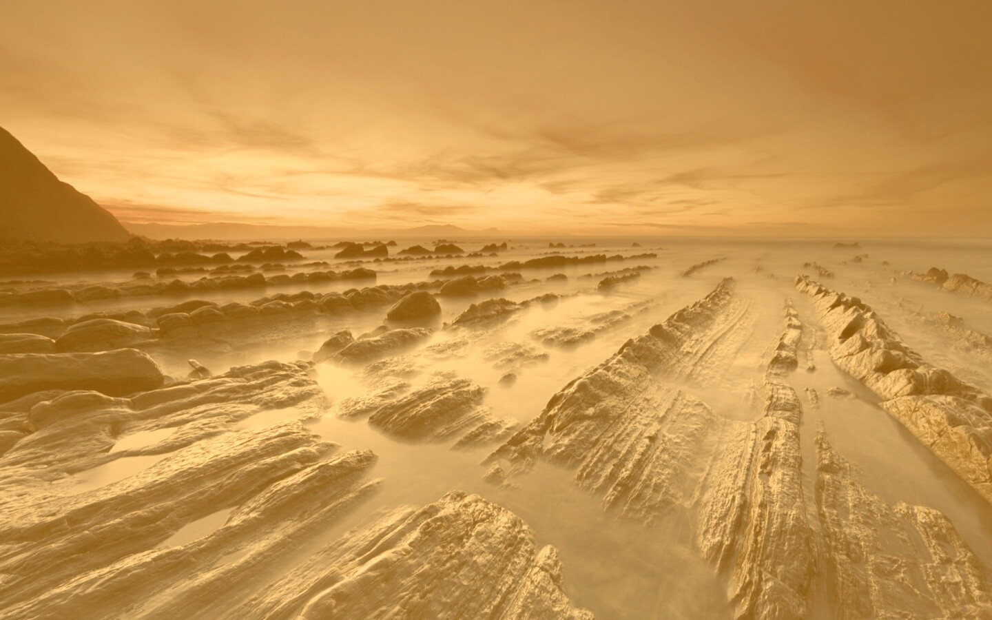 Рифы в тумане обои