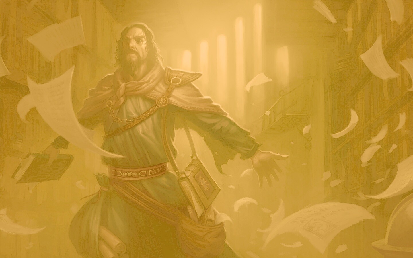 Маг в библиотеке обои