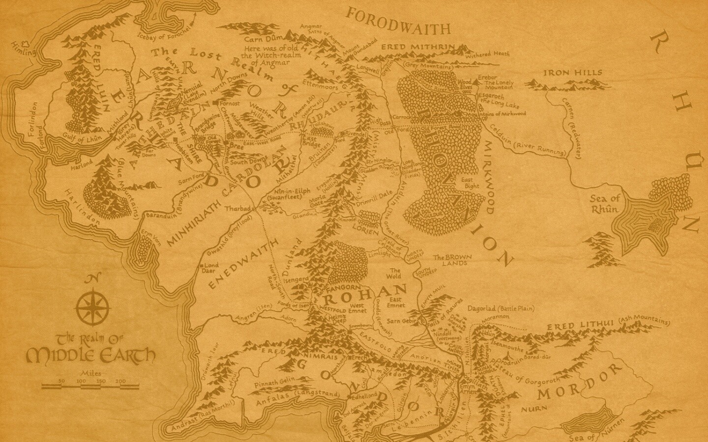 Карта Средиземья обои