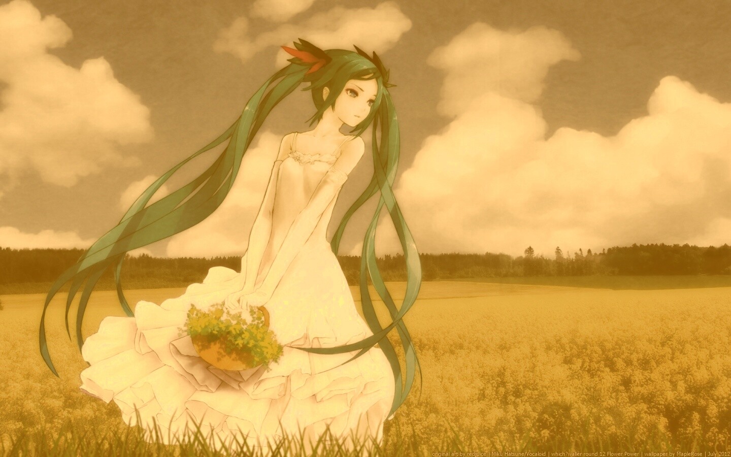 Хатсуне в поле обои